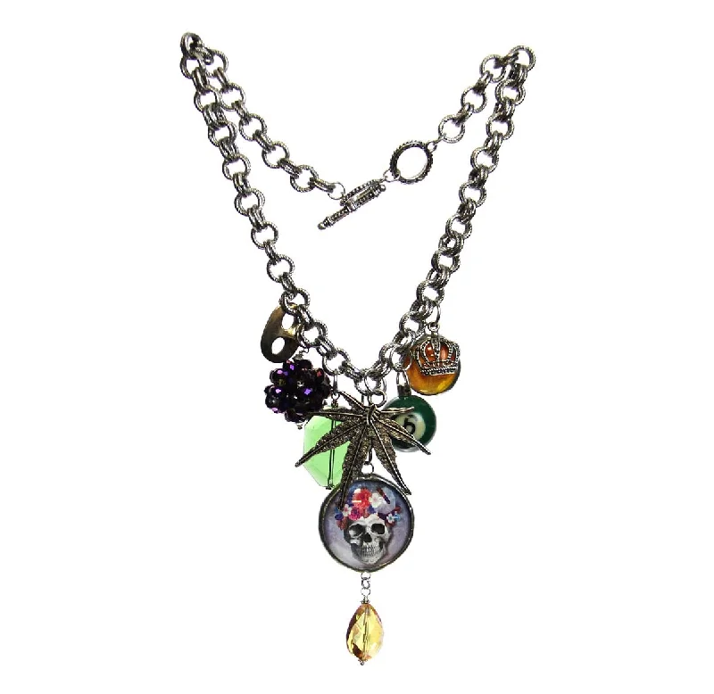 Ladies necklaces Japanese aesthetic designs-Amy Labbe Mardi Gras Necklace-Skull