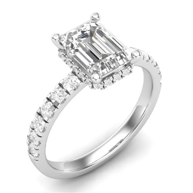 ladies engagement ring mosaic-14K White Gold 0.54ctw Diamond Hidden Halo Engagement Ring Mounting