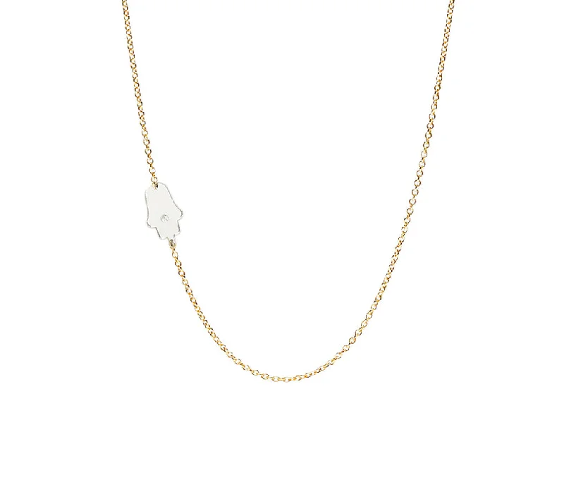 Ladies necklaces casual everyday wear-Dani Hamsa Diamond Necklace