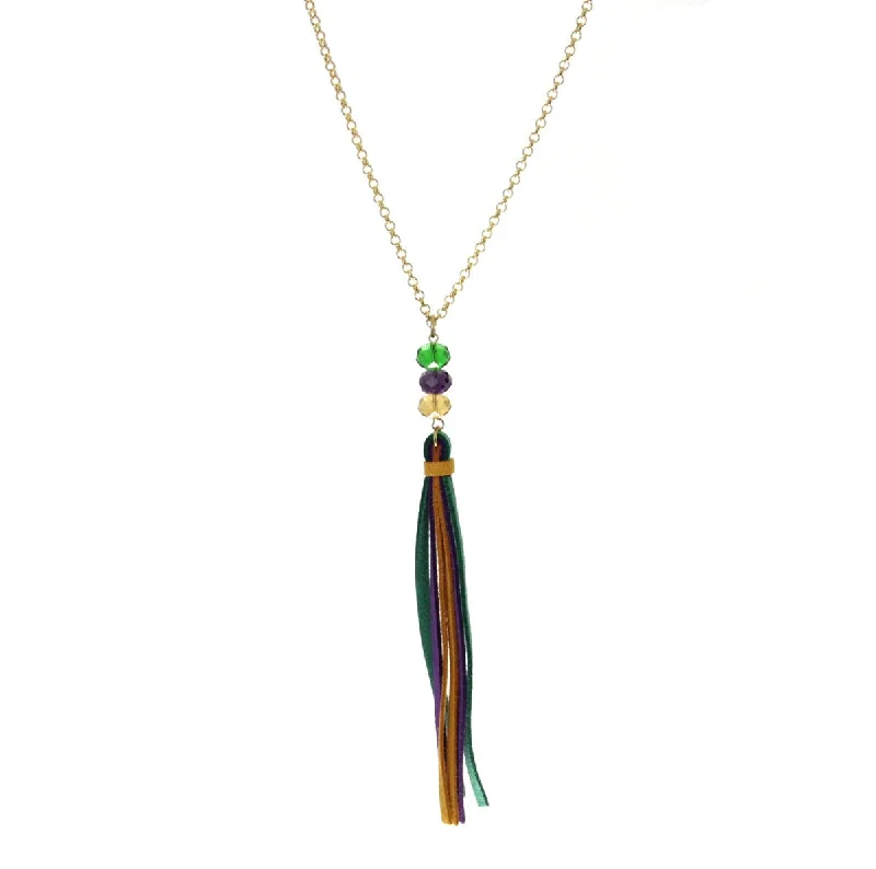 Ladies necklaces rose gold layered designs-Mardi Gras Tassel Necklace