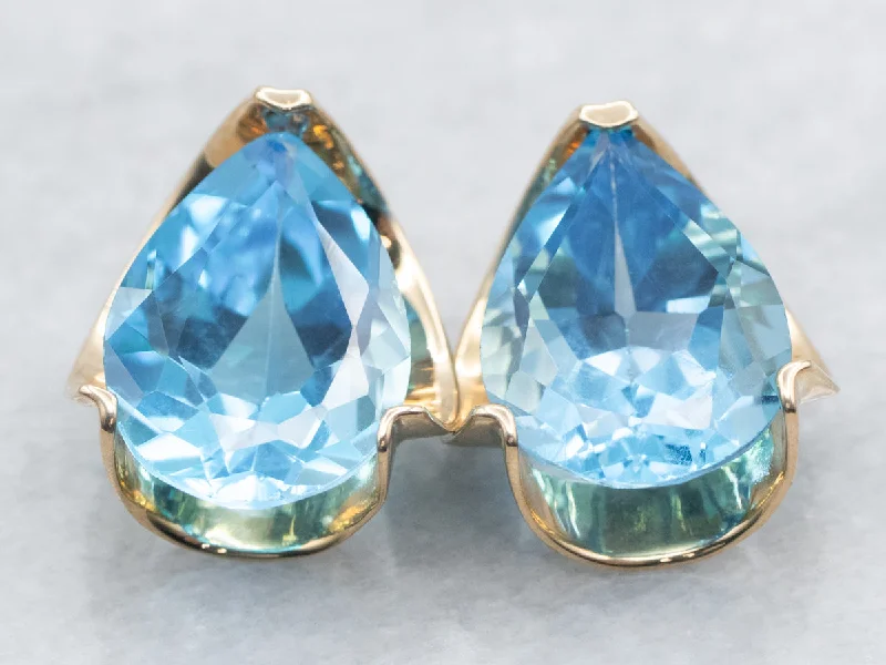 ladies earrings teardrop-Teardrop Blue Topaz Stud Earrings