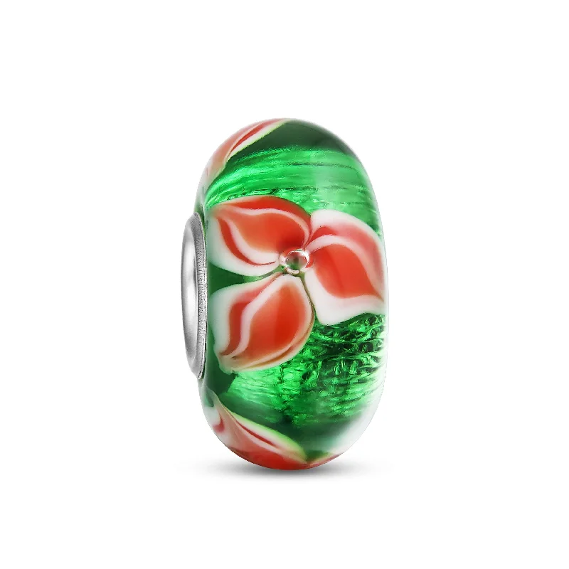 Ladies bracelets marquise cut bracelets-Red Green Murano Glass Christmas Charm Bead for European Bracelets