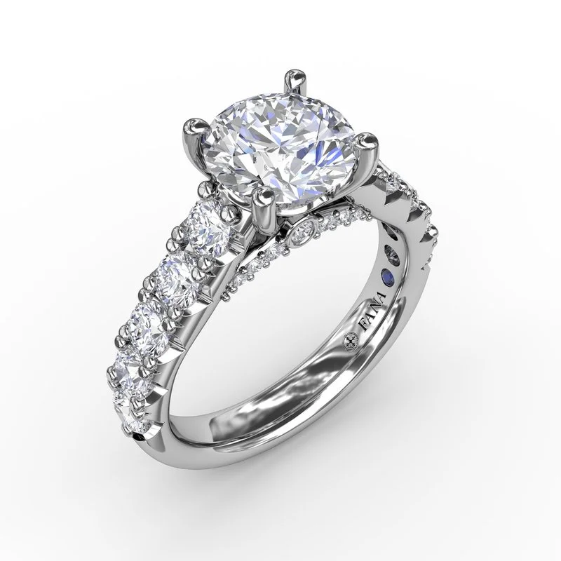 ladies engagement ring plus size-Classic Round Chunky Diamond Solitaire Engagement Ring