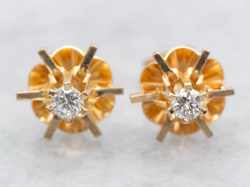 ladies earrings fall gold-Buttercup Set Diamond Stud Earrings