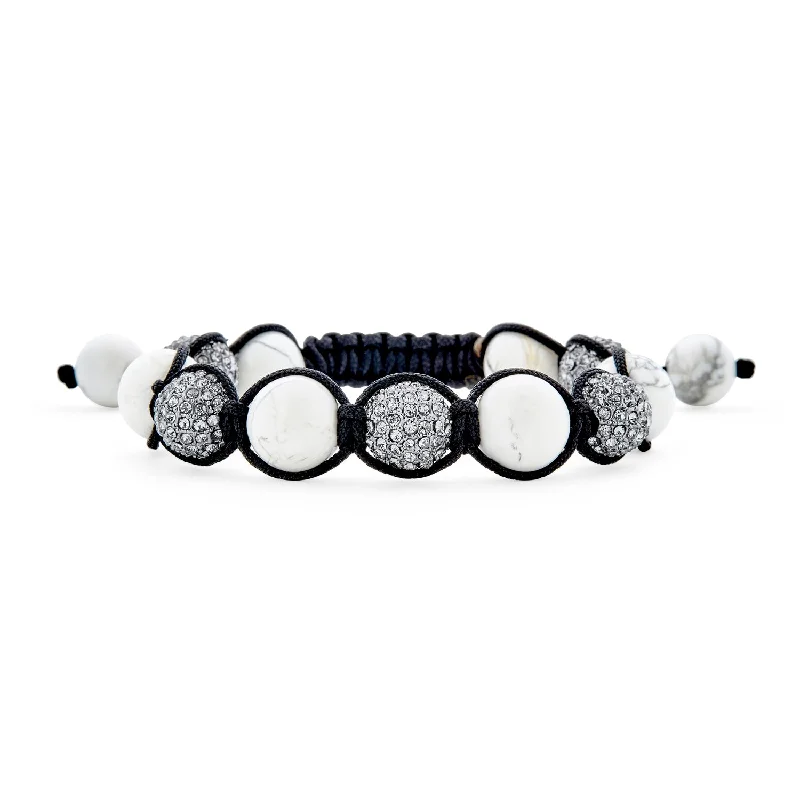 Ladies bracelets Halloween theme bracelets-Black Navy Blue Gold Tone Bead Strand Bracelet with Pave Crystal Ball for Men