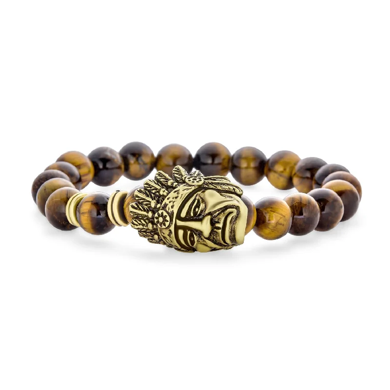 Ladies bracelets vibrant shade designs-Unisex Howlite Onyx Tiger Eye Gemstone Bead Stretch Bracelet for Men - Unique Design