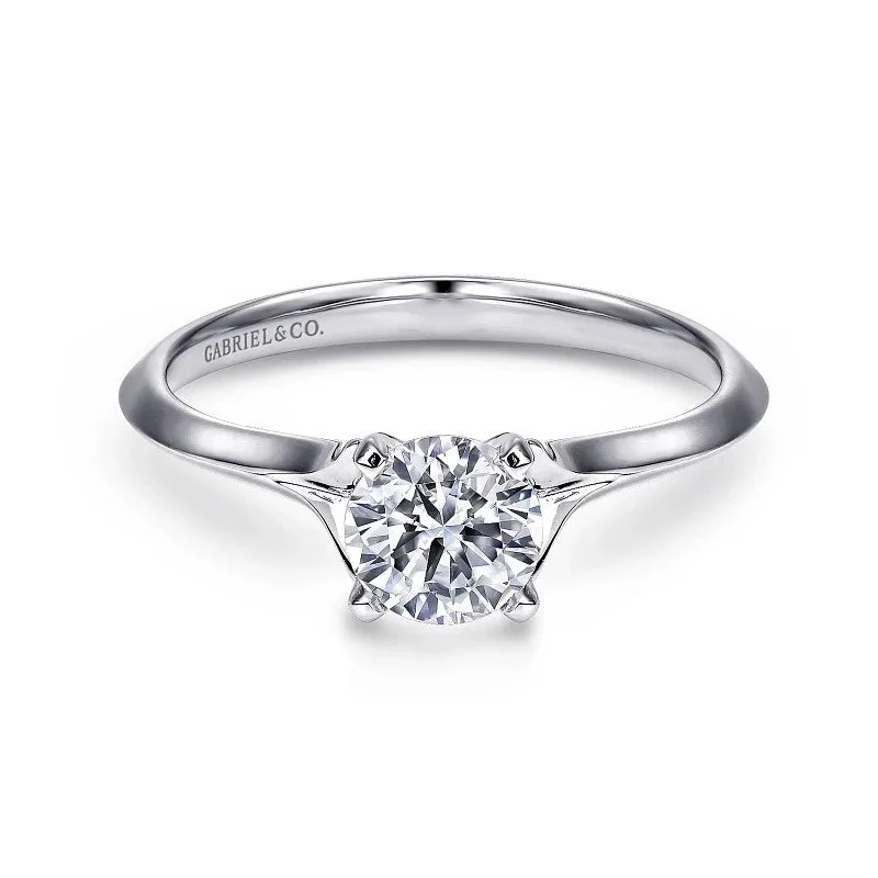 ladies engagement ring handmade silver-Ellis - 14K White Gold Round Diamond Engagement Ring (Setting Only)