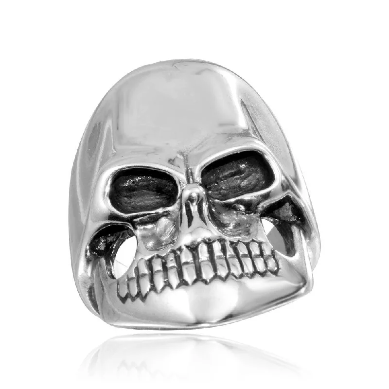 ladies ring lace inspired-High Polished 925 Sterling Silver Skull Ring - CR00799