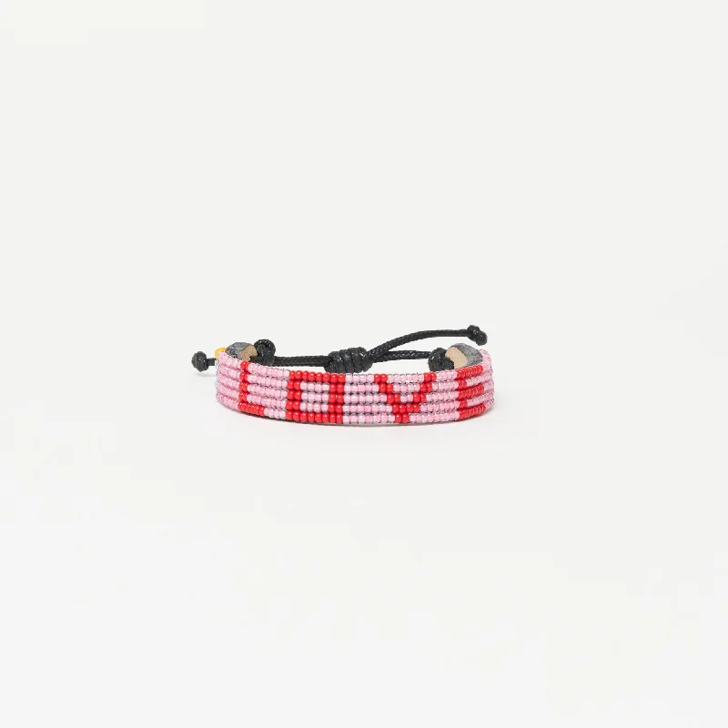 Ladies bracelets ethnic pattern designs-LOVE Bracelet - Pearly Pink/Red