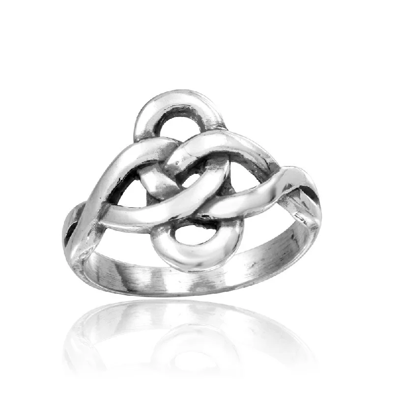 ladies ring luxury-High Polished 925 Sterling Silver Linked Loop Ring - CR00814