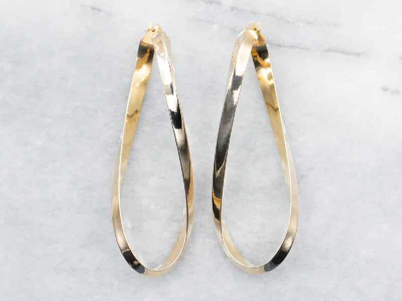 ladies earrings classic silver-Elongated Loop Hoop Earrings