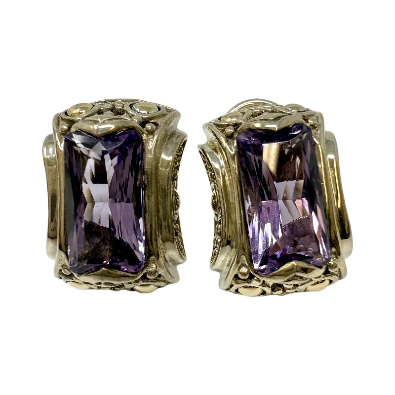 ladies earrings delicate-John Hardy Two-tone Amethyst Batu Earrings