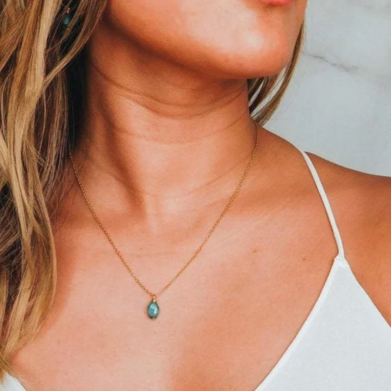 Ladies necklaces natural stone designs-Minimalist Raw Emerald Necklace