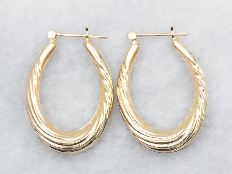 ladies earrings boho silver-Hollow Oval Twist Hoop Earrings