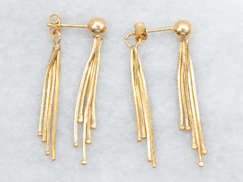 ladies earrings trendy platinum-Gold Ball and Tassel Drop Earrings