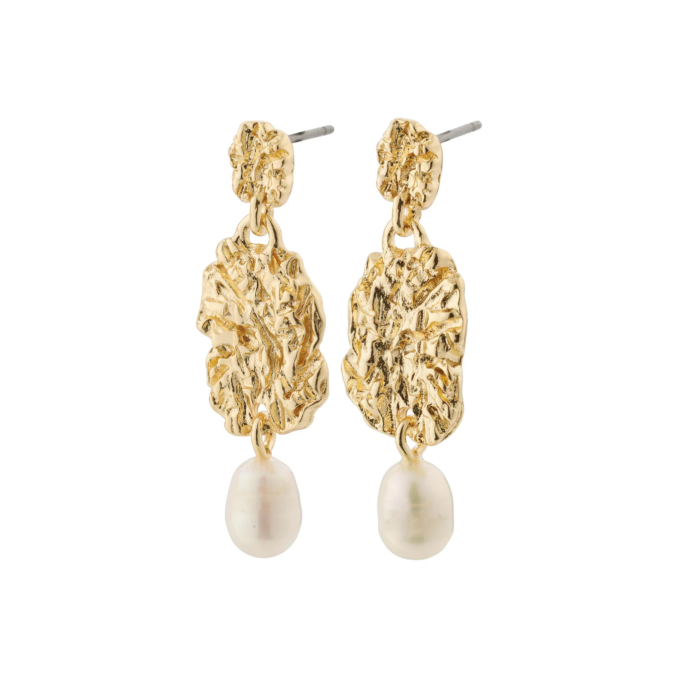 ladies earrings spring-True Gold Plated Pearl Earrings