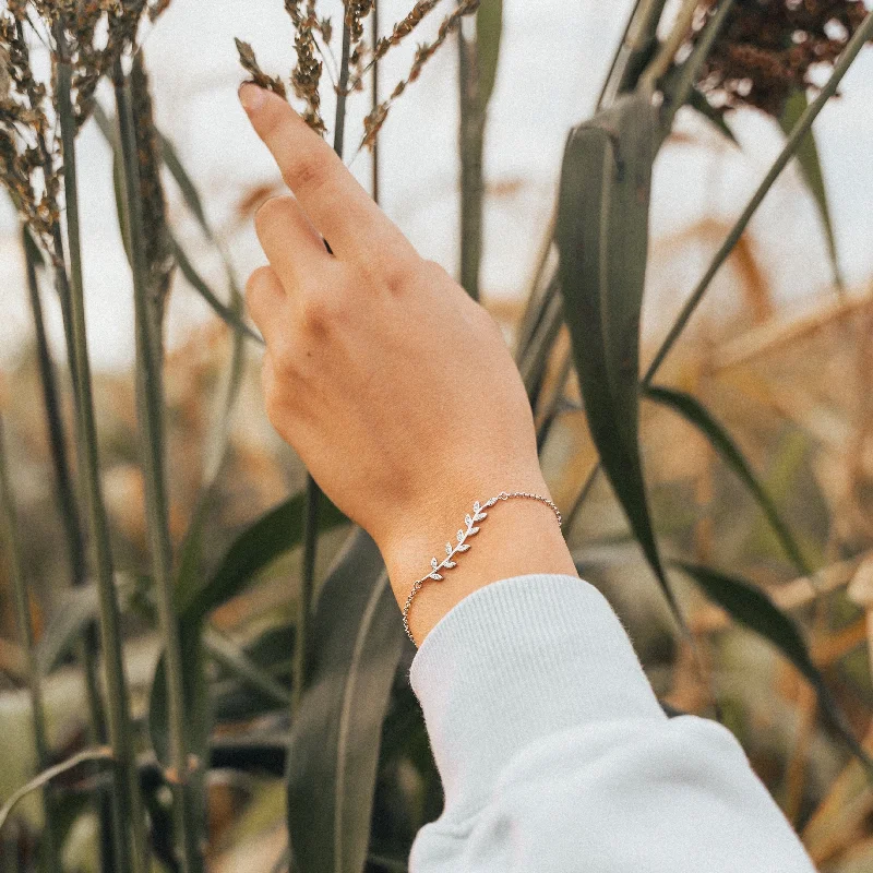 Ladies bracelets classic vintage looks-Olive Branch 925 Sterling Silver Bracelet