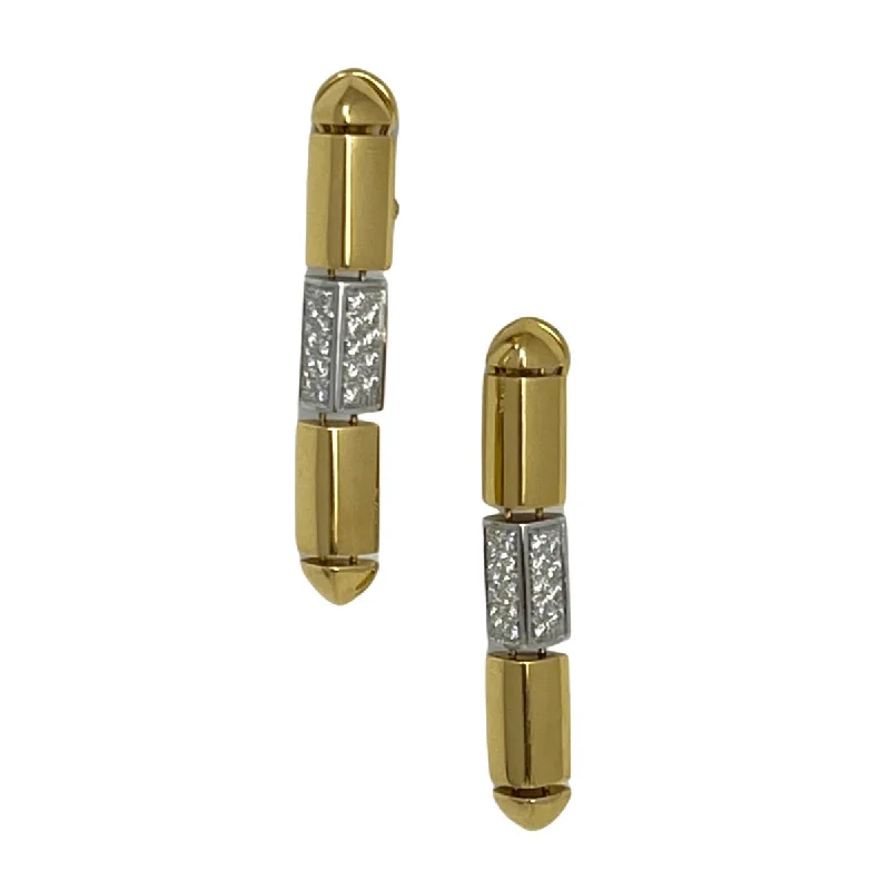 ladies earrings seasonal-Antonini 18K Gold and Platinum Drop Earrings with 36 Round Diamonds