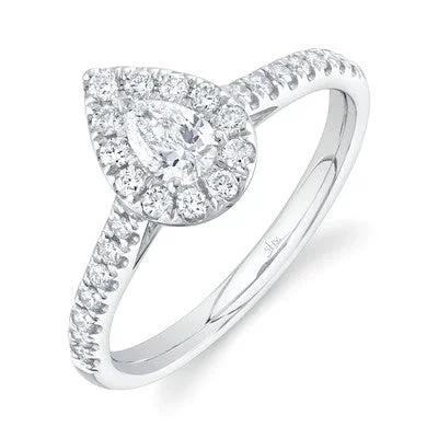 ladies engagement ring futuristic-0.30CT-CTR(PEAR) 0.32CT-SIDE DIAMOND ENGAGEMENT RING