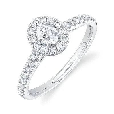 ladies engagement ring hammered-0.30CT-CTR(OVAL) 0.32CT-SIDE DIAMOND ENGAGEMENT RING