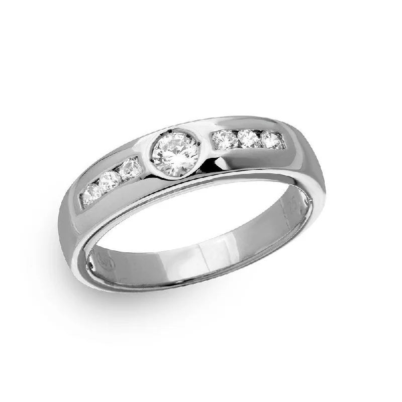 ladies ring hypoallergenic gold-Silver 925 Rhodium Plated Eternity Ring with CZ - GMR00135