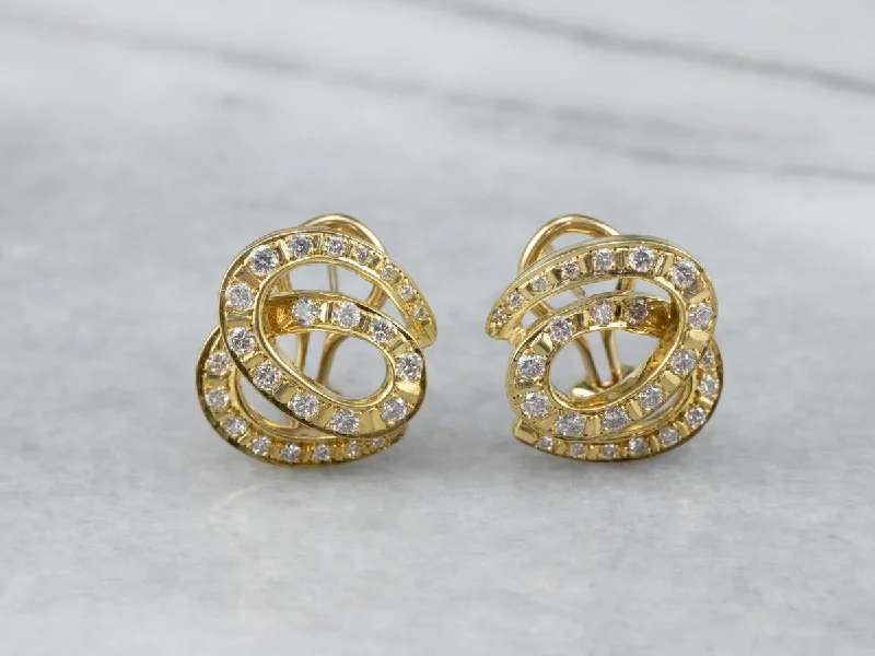 ladies earrings formal gold-Looping 18K Gold Diamond Stud Earrings