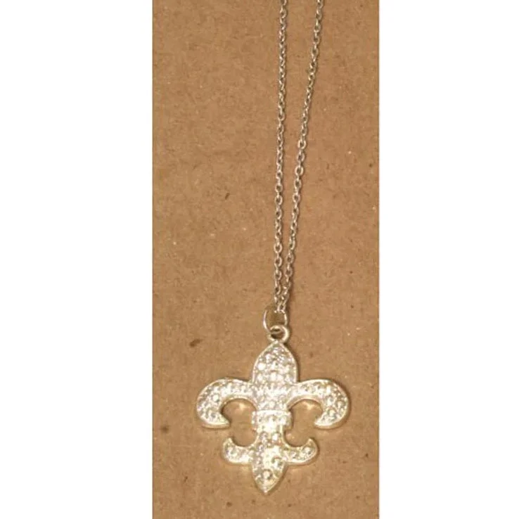 Ladies necklaces anniversary special designs-Fleur De Lis Necklace Silver