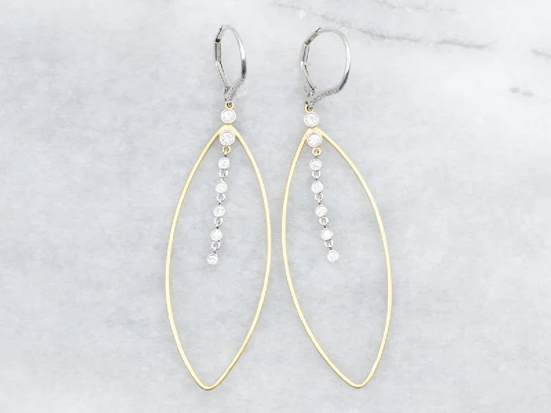 ladies earrings layered gold-Swinging Diamond Drop Earrings