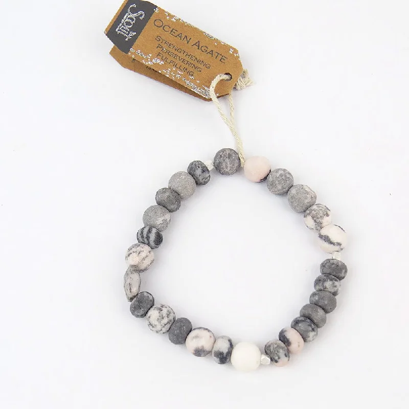 Ladies bracelets champagne diamond designs-Scout Ocean Agate Stone Stacking Bracelet