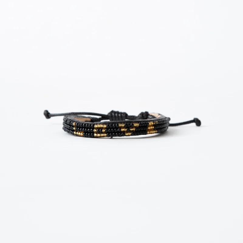 Ladies bracelets youthful charm designs-Skinny LOVE Bracelet - Black/Gold