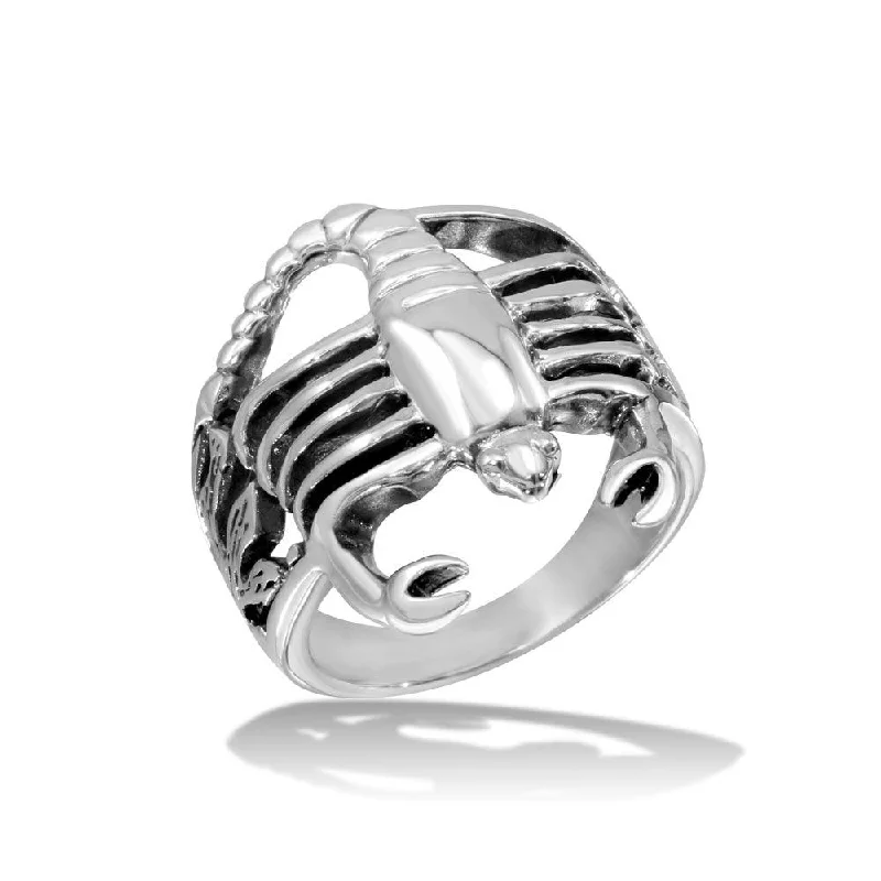 ladies ring victorian-High Polished 925 Sterling Silver Scorpion Ring - CR00723