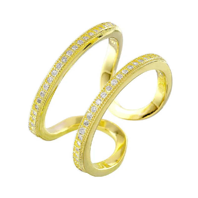 ladies ring cyber monday gold-Silver 925 Gold Plated Entangling Ring - STR01022GP