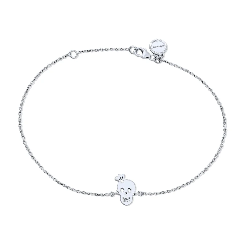 Ladies bracelets sparkle detail designs-Whimsical Anklet Ankle Bracelet Heart Eyes Pirate Charm Skull Sterling Silver