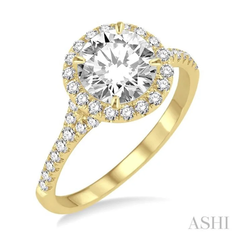 ladies engagement ring geometric-3/8 Ctw Diamond Semi-mount Engagement Ring in 14K Yellow Gold