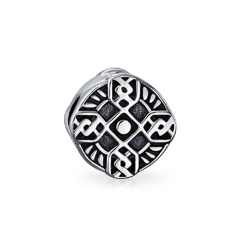 Ladies bracelets cross motif accents-Celtic Trinity Cross Charm Bead Sterling Silver for European Bracelets