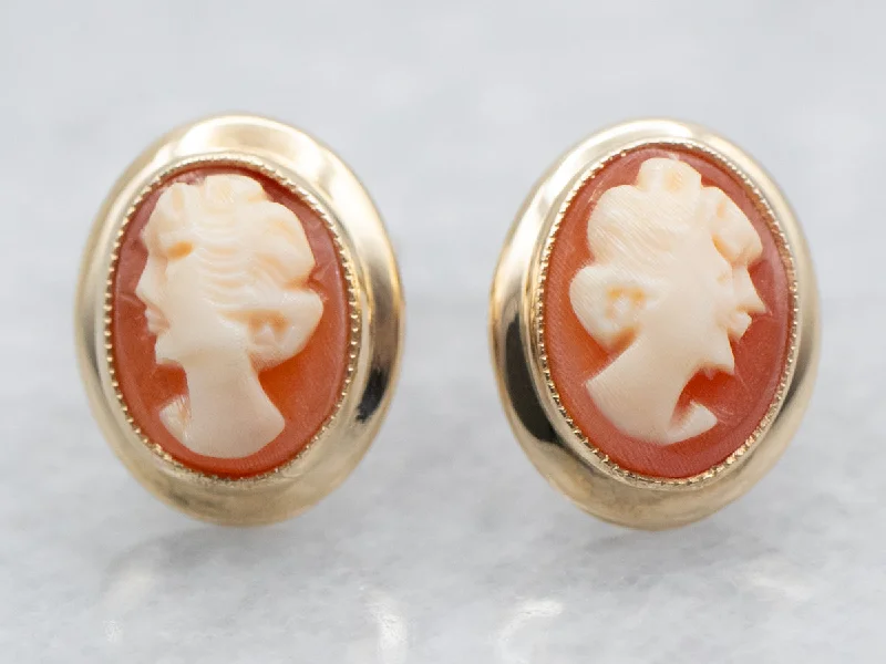 ladies earrings stud-Cameo Stud Earrings