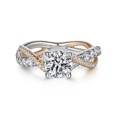 ladies engagement ring floral-Sandrine - 14K White-Rose Gold Round Diamond Twisted Engagement Ring (Setting Only)