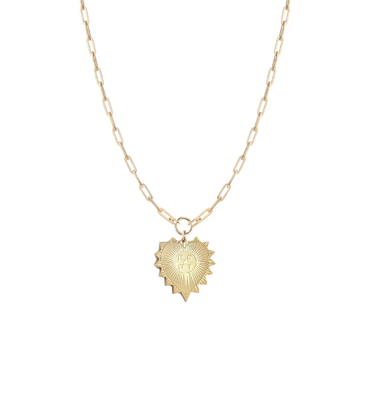 Ladies necklaces family heirloom designs-Vesta Initial Heart Medallion Necklace