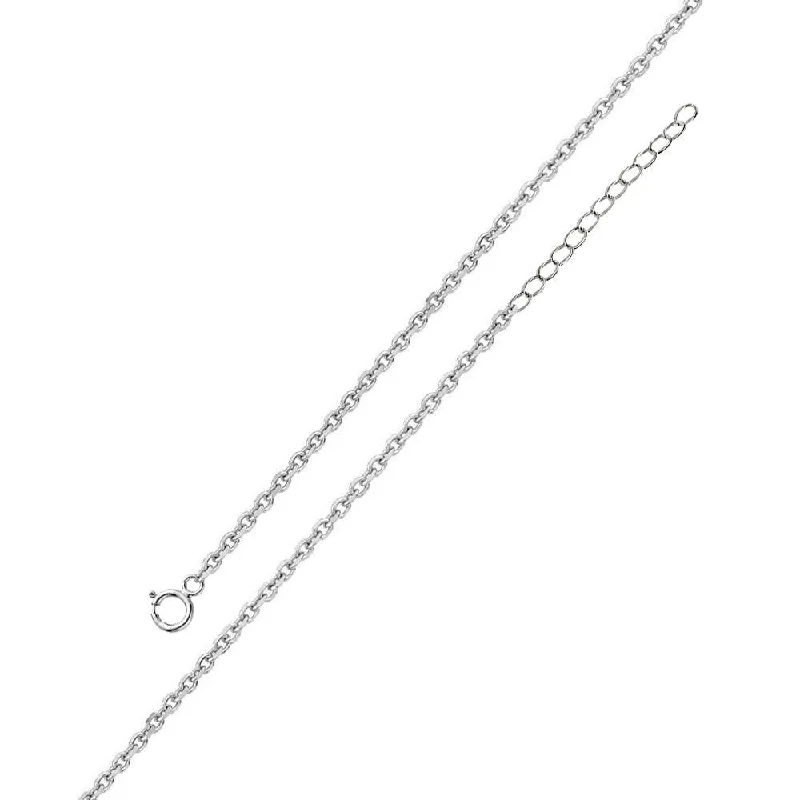 ladies ring seven stone-Rhodium Plated 925 Sterling Silver Adjustable Extension Chain 1.6mm - S040RH-SPRING