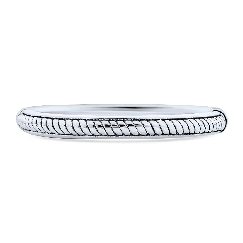 Ladies bracelets worldwide fashion appeal-Bali Singaraja Weave Bangle Bracelet in Oxidized Sterling Silver, 7.5 Inch