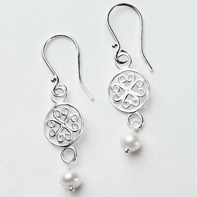 ladies earrings vintage silver-"Southern Gates" Earrings with Choice of Pearls.