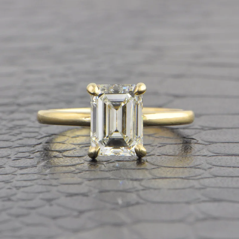 ladies engagement ring recycled gold-GIA 2.01 ct. I-VVS2 Emerald Cut Diamond Engagement Ring in Yellow Gold