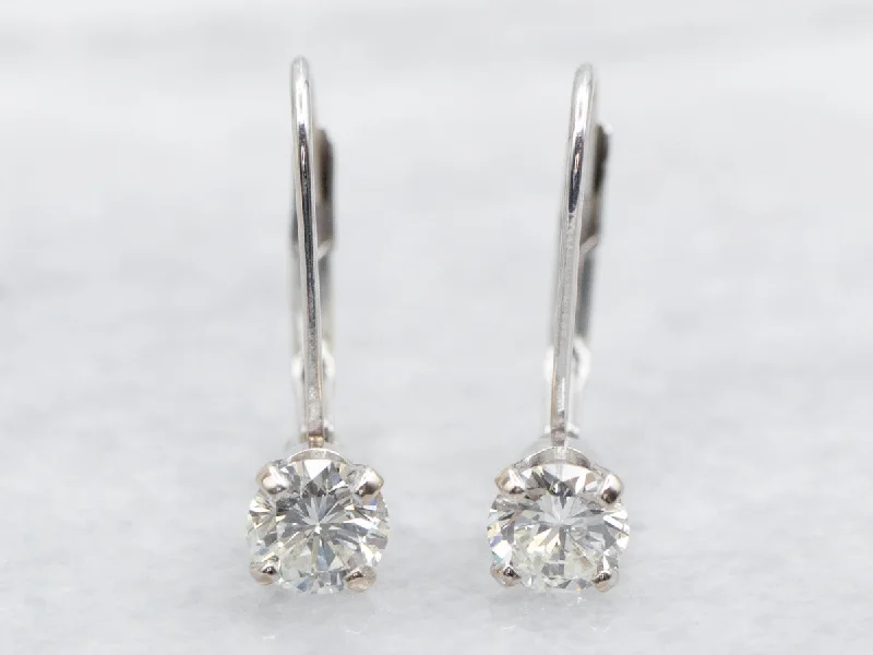 ladies earrings exclusive-White Gold Diamond Drop Earrings