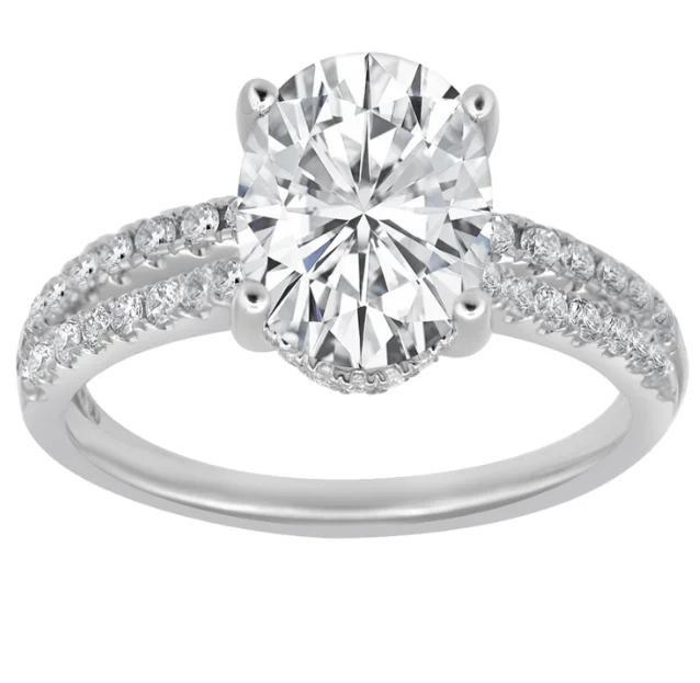 ladies engagement ring large size-14K White Gold 3.50ctw Oval Lab Diamond Halo Engagement Ring Set