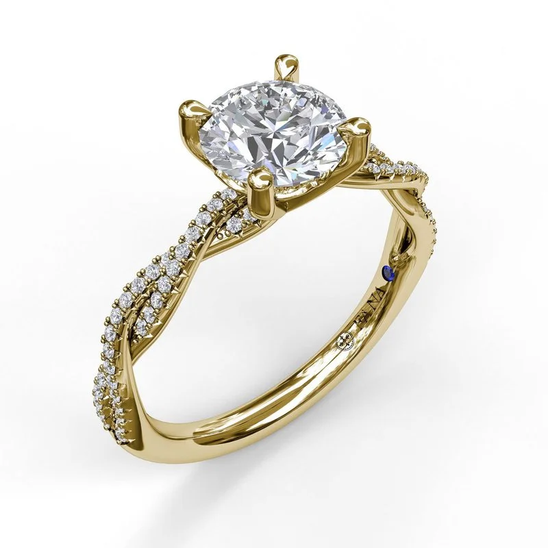 ladies engagement ring yellow gold luxury-Petite Diamond Twist Engagement Ring