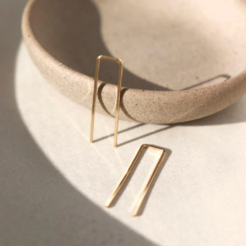 ladies earrings eco-friendly gold-Staple Earrings