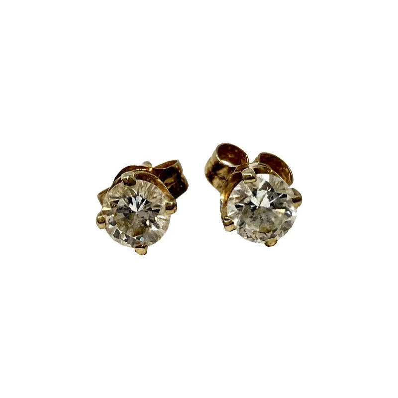 ladies earrings bold rose gold-14K Gold Diamond Stud Earrings