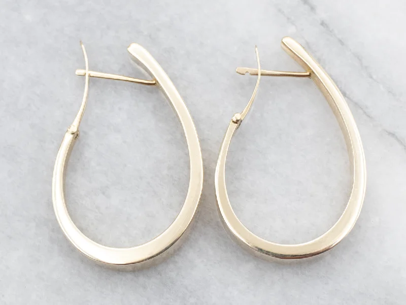 ladies earrings satin-Yellow Gold Tapered Hoop Earrings