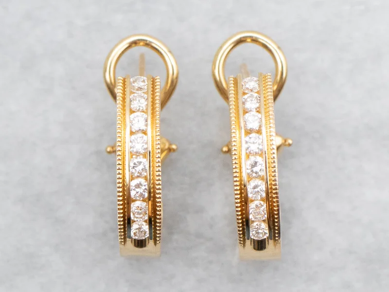 ladies earrings lab-grown-Yellow Gold Diamond Drop Earrings