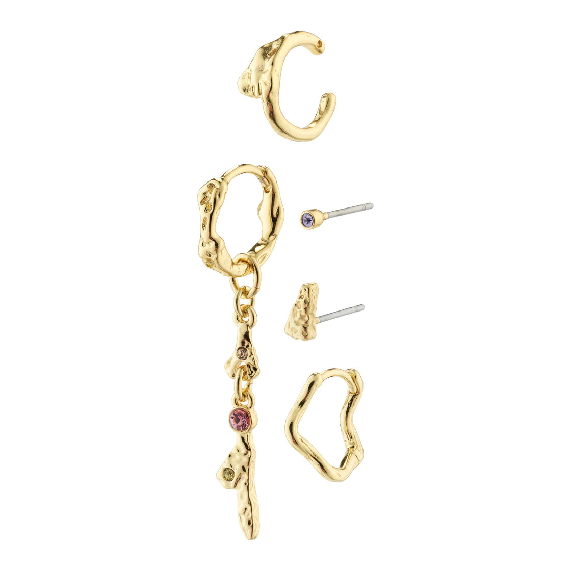 ladies earrings jacket-Shy Gold Plated 5-in-1 Earring Set